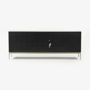 SOLD 1960s Rare Florence Knoll Black Lacquer & Cane Credenza w Chrome Base No. 116