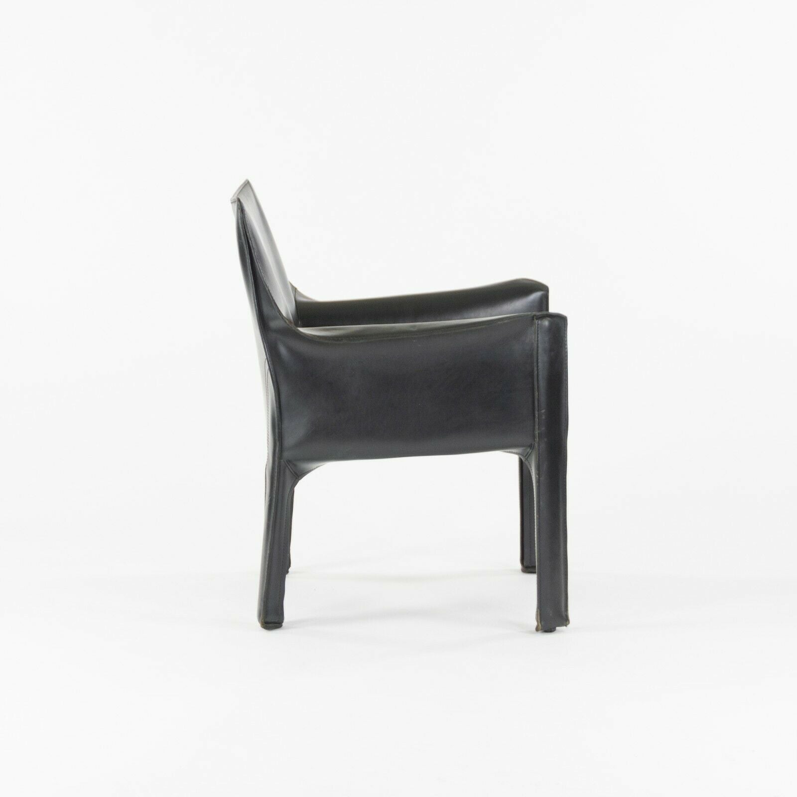 SOLD 2000s Pair of Mario Bellini Cab Lounge Chairs by Cassina of Italy in Black Leather