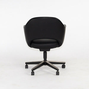 SOLD 2011 Eero Saarinen for Knoll Executive Desk Chair w/ Rolling Base Black Leather