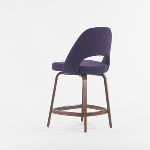 2021 Eero Saarinen Knoll Executive Counter Stool w/ Walnut Base in Purple Boucle