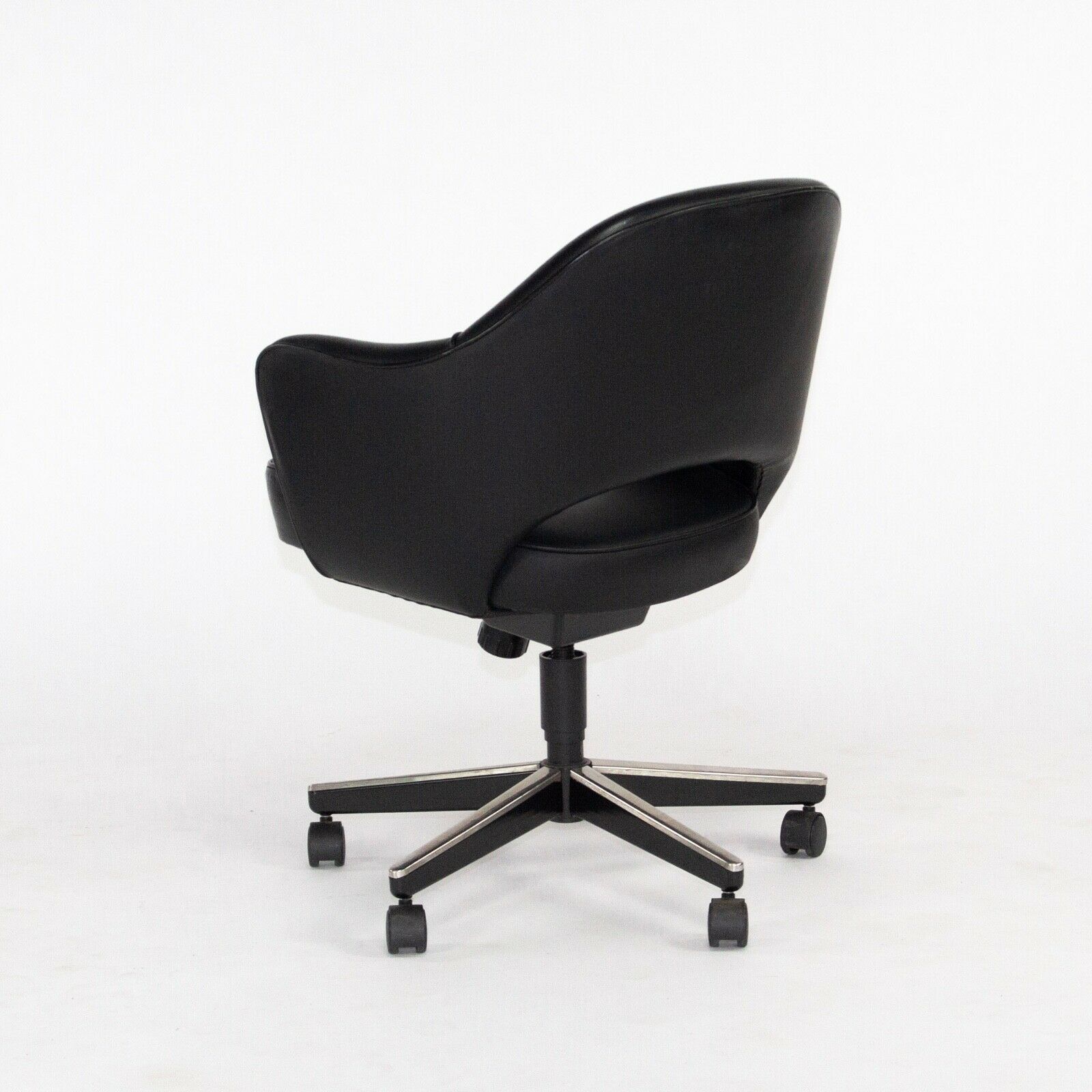 SOLD 2011 Eero Saarinen for Knoll Executive Desk Chair w/ Rolling Base Black Leather