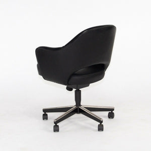 SOLD 2011 Eero Saarinen for Knoll Executive Desk Chair w/ Rolling Base Black Leather