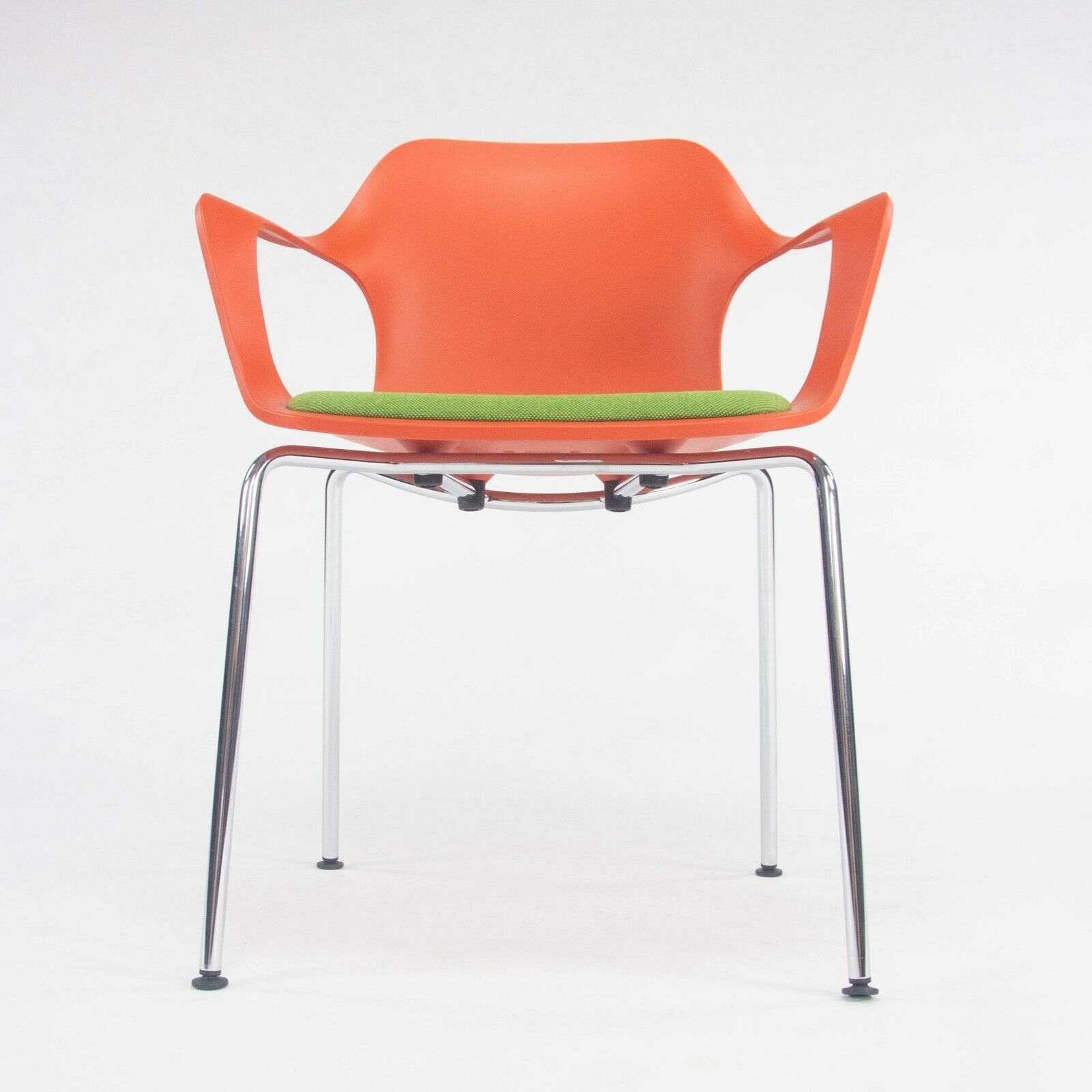 2018 Jasper Morrison Hal Tube Stacking Armchair by Vitra in Orange and Chrome