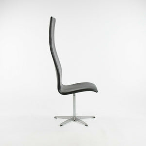 1960s Set of Four Arne Jacobsen for Fritz Hansen High Oxford Dining Chairs in Black Vinyl