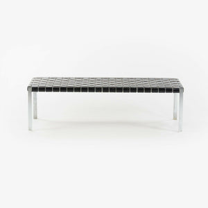 1950s Erwine & Estelle Laverne Woven Black Leather Bench Laverne International