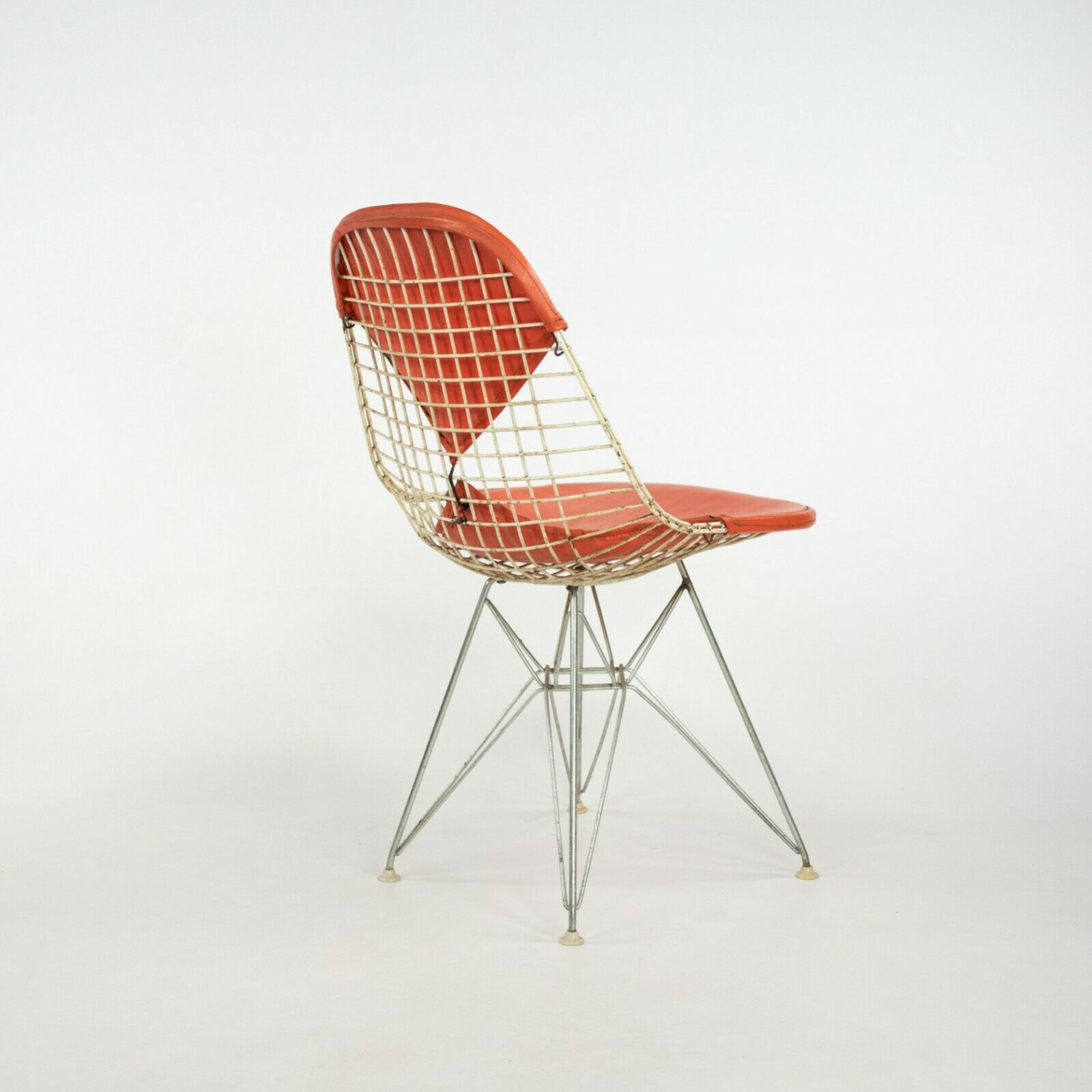 1957 Herman Miller Eames DKR-2 Dining / Side Chairs Set of Five with Orange Pads