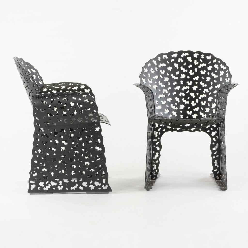 SOLD 2020 Pair of Richard Schultz for Knoll Black Topiary Outdoor Dining Arm Chairs