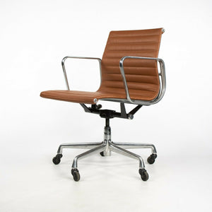 SOLD 2010s Herman Miller Eames Aluminum Group Management Desk Chair in Cognac Leather