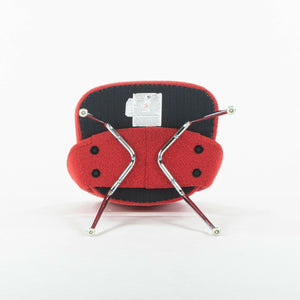 SOLD 2021 Set of 4 Eero Saarinen Knoll Crimson Red Boucle Armless Executive Chairs