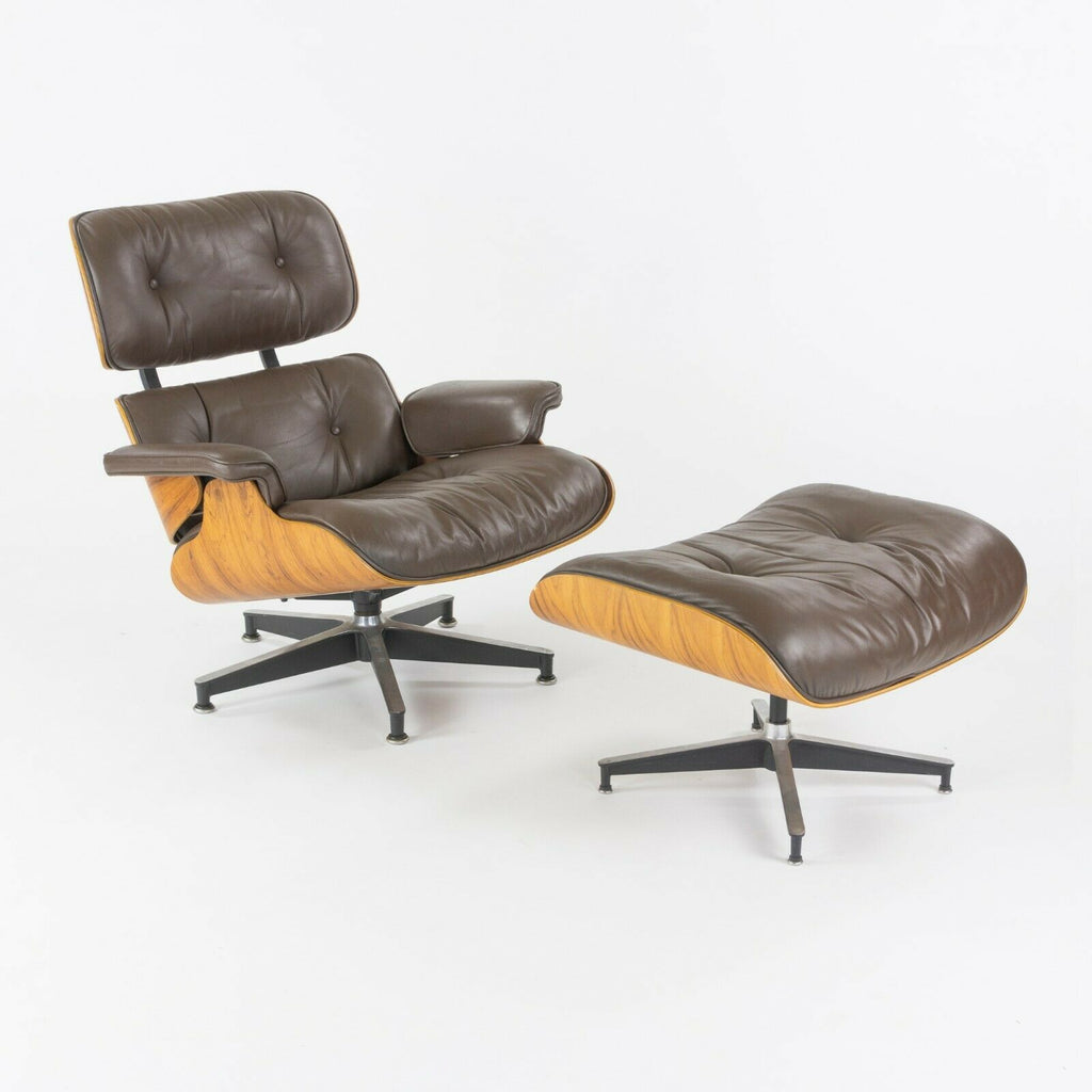 SOLD 1980s Herman Miller Eames Lounge Chair and Ottoman 670 and 671 Brown Leather