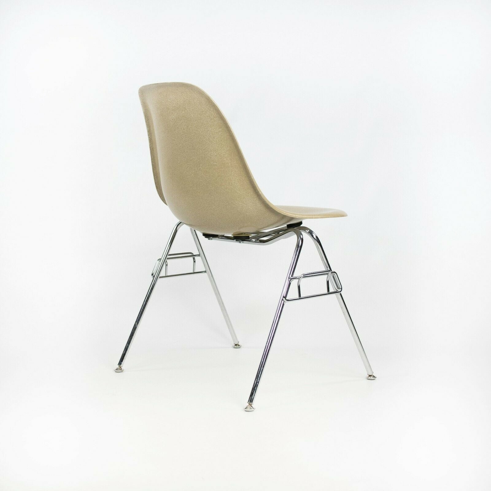 SOLD 2010s Eames Modernica Case Study Oatmeal Fiberglass Chairs with Stacking Bases