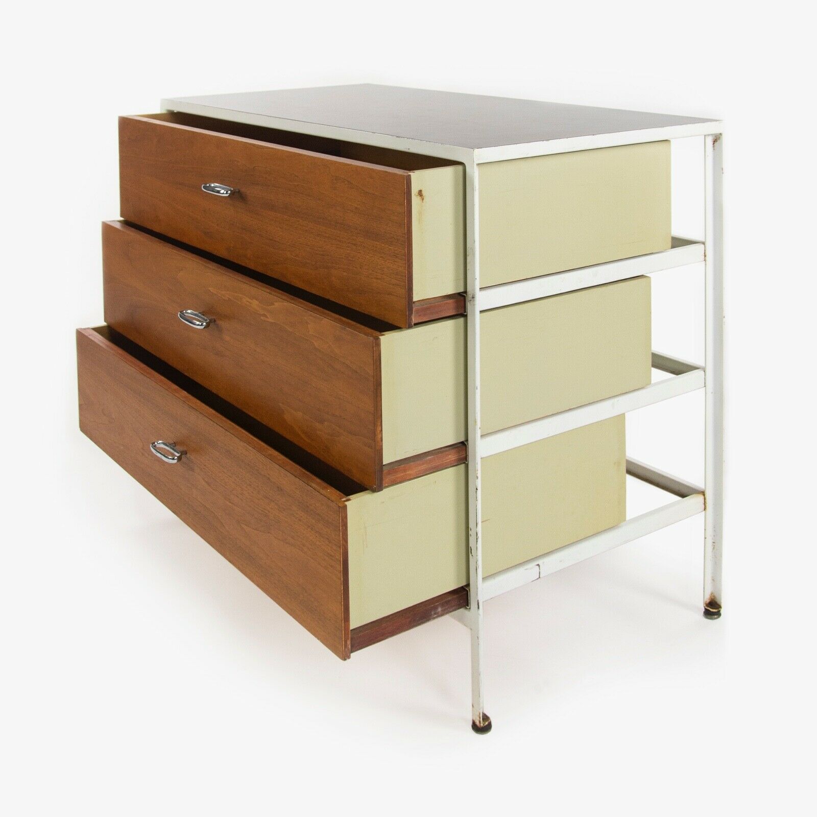 SOLD 1950s George Nelson for Herman Miller Walnut Laminate Steel Frame Series Dresser