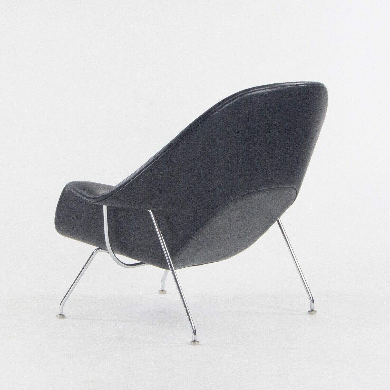 SOLD 1960s Eero Saarinen Knoll International Womb Chair and Ottoman New Black Leather