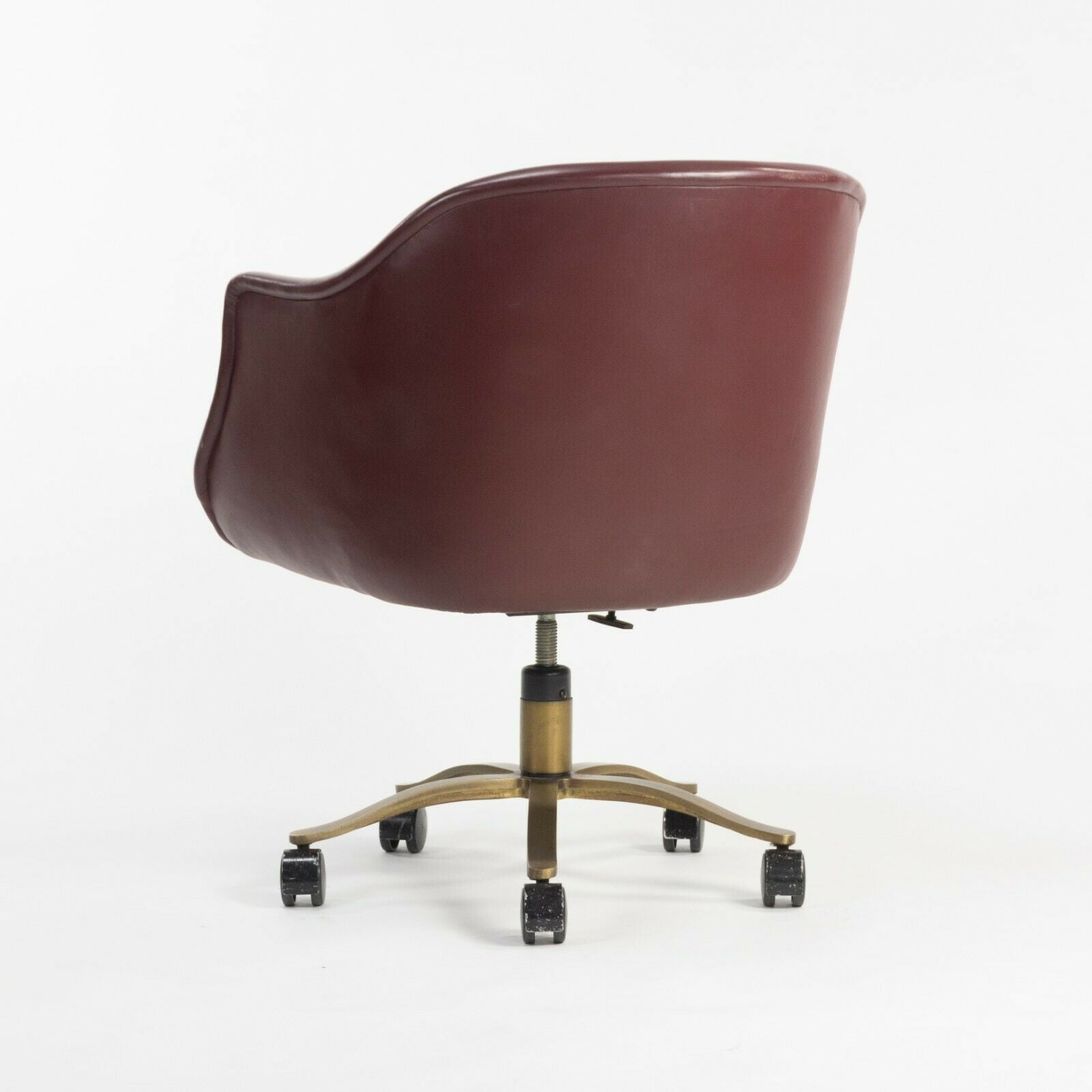 Nicos Zographos Alpha Bucket Desk Chairs with Bronze Base Cordovan Leather 6x