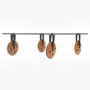 SOLD 1980s Gae Aulenti Tavolo con Ruote Postmodern Glass Coffee Table by Fontana Arte