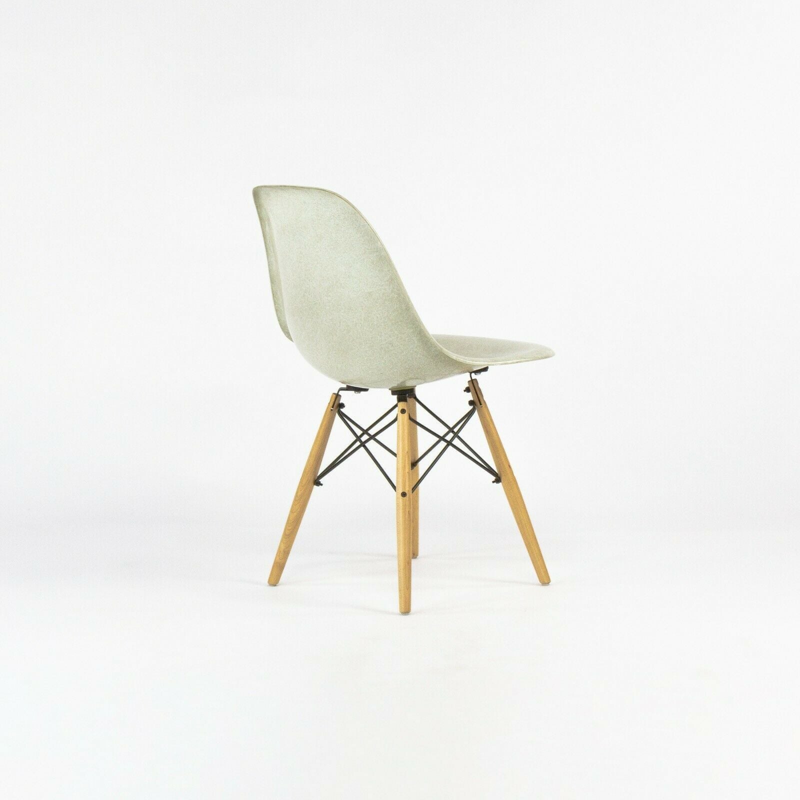 SOLD 2010s Eames Modernica Case Study Natural Fiberglass Side Shell Chair with Dowel Base