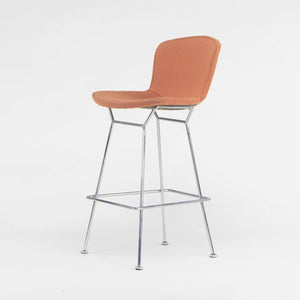 SOLD Set of 3 Harry Bertoia Knoll Wire Chrome Bar Stools w/ Orange Fabric Full Covers