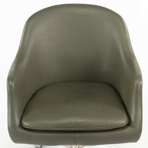 1980s Nicos Zographos Grey Leather Bucket Desk Chairs with Alpha Bases 2x Available