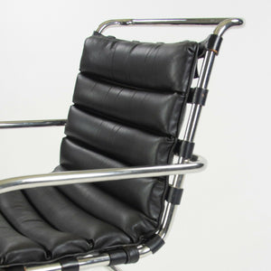 1970s Mies Van Der Rohe Knoll MR Black Leather & Chrome Lounge Chairs with Arms