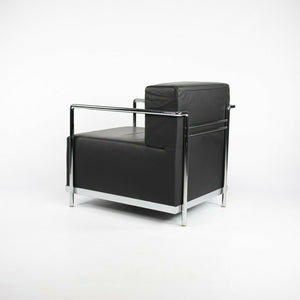 2010s Pair of Bernhardt Design Brellin Lounge Chairs in Black Leather with Chrome Frames
