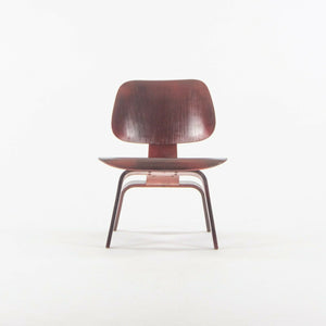 SOLD 1954 Herman Miller Eames LCW Lounge Chair Wood Refinished Red Aniline with Label