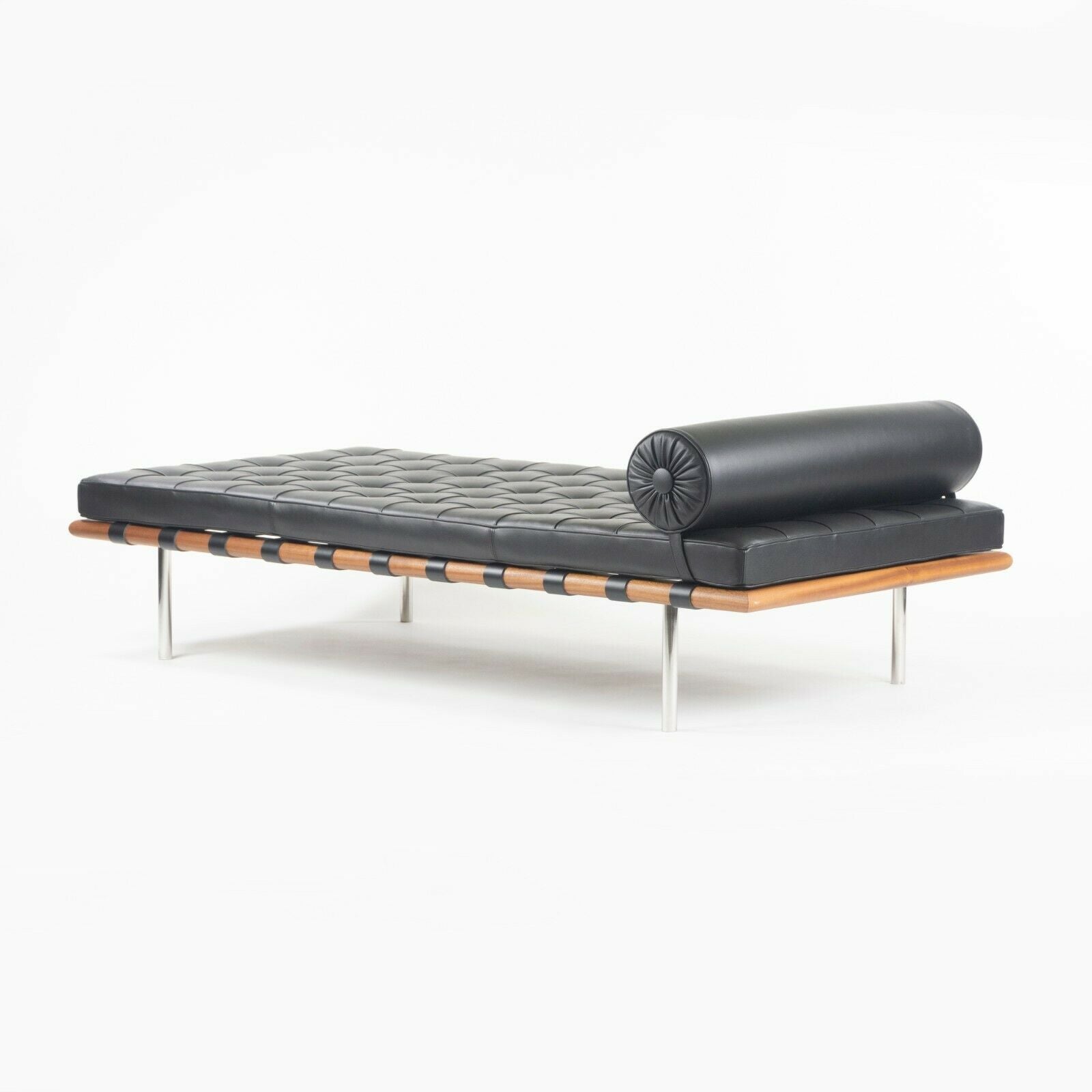 SOLD 2020 Mies Van Der Rohe for Knoll Barcelona Daybed / Couch / Bench in Black Leather