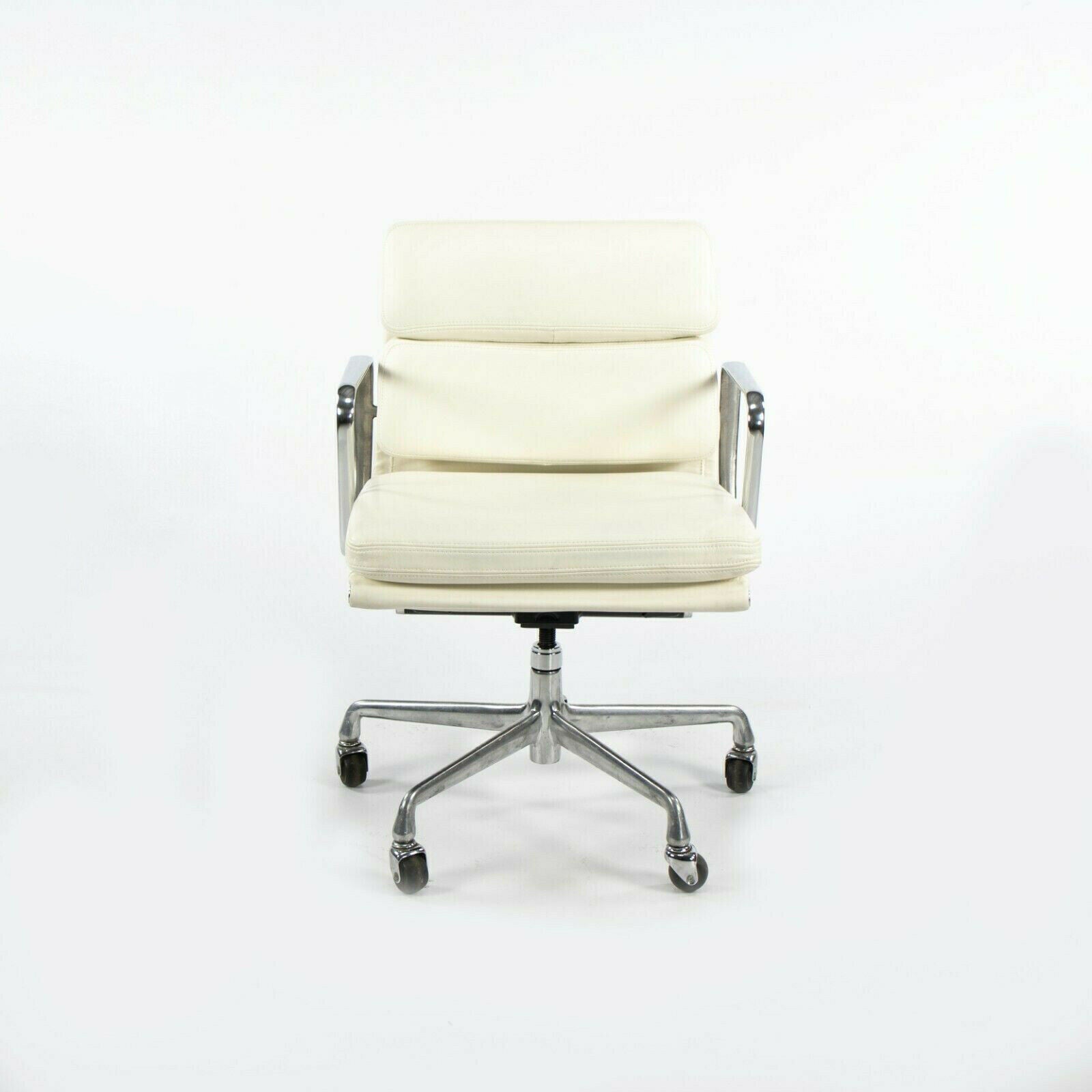 SOLD 2010s Herman Miller Eames Aluminum Group Management Desk Chair in White Leather