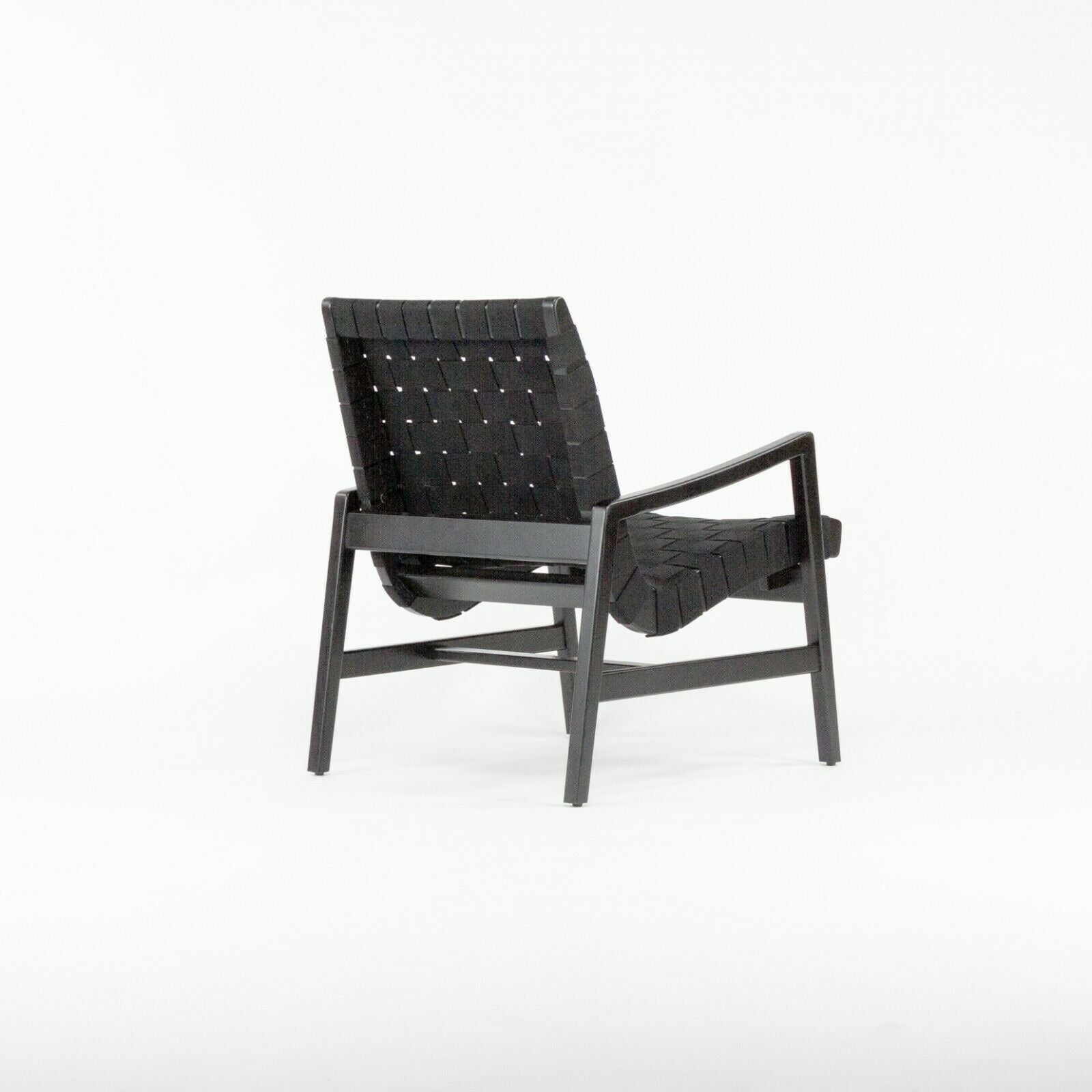 SOLD 2021 Jens Risom for Knoll Ebonized Maple & Black Cotton Lounge Chair with Arms