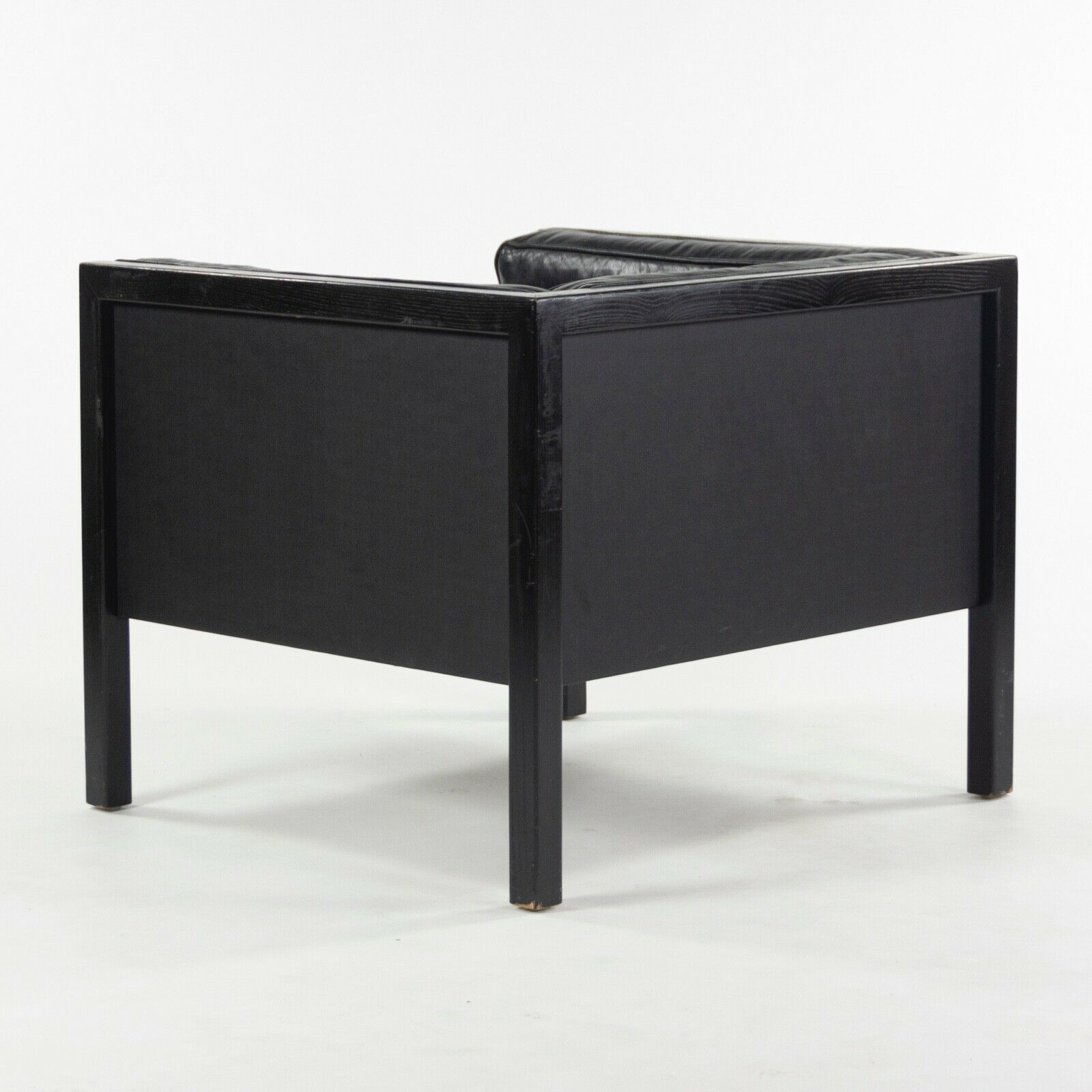 SOLD 1960s Pair of George Nelson for Herman Miller Cube Lounge Chairs in Black Leather