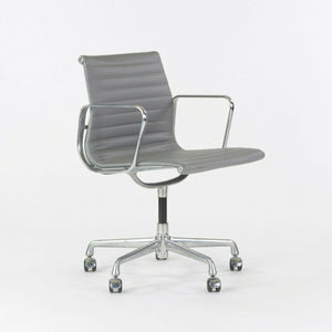 SOLD Herman Miller Eames Aluminum Group Management Side / Desk Chairs Gray Leather 2x Available