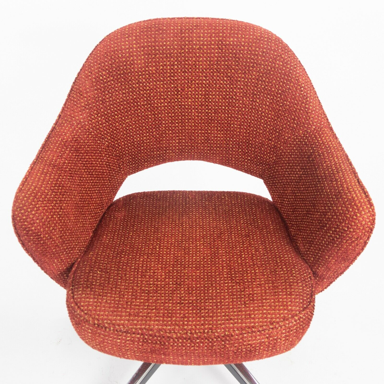 SOLD 2007 Eero Saarinen for Knoll Executive Arm Office Desk Chair Red Fabric 2 Available