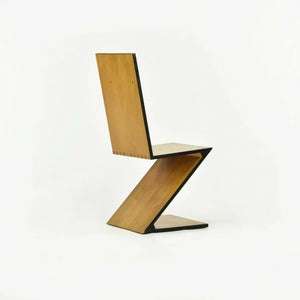 SOLD 1970s Set of Four Gerrit Thomas Rietveld Zig-Zag Chairs Unmarked in Cherry Wood