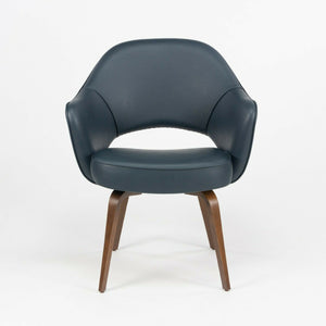 SOLD Eero Saarinen Knoll 2020 Executive Armchair in Navy Blue Leather w/ Wood Legs 5x Available