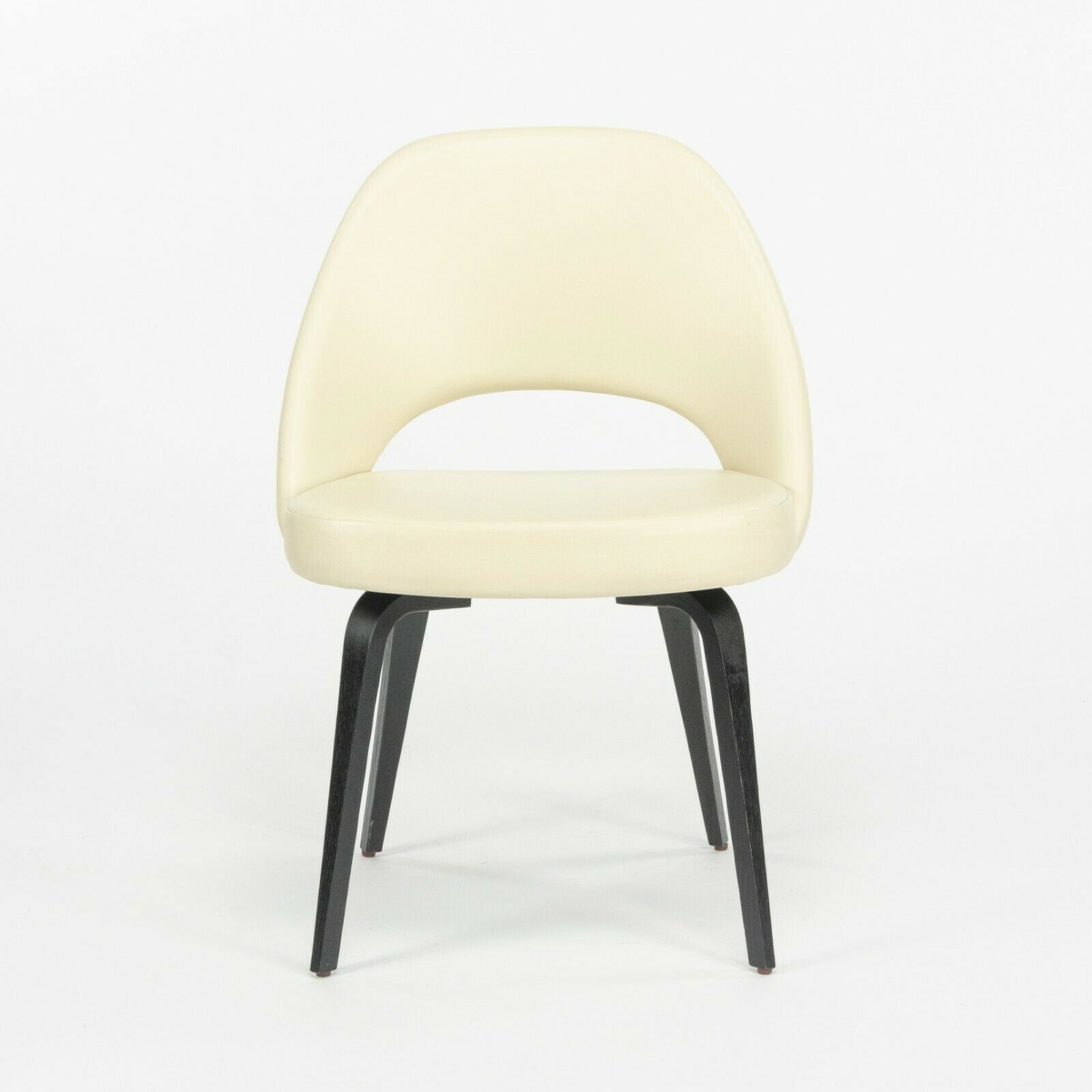 Eero Saarinen Knoll 2020 Executive Side Chair with Wood Legs & Ivory Leather 2x Available