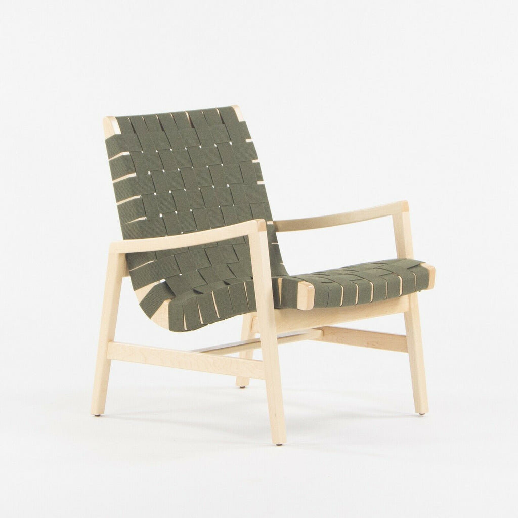 SOLD 2021 Jens Risom for Knoll Lounge Chair with Arms in Maple Frame & Khaki Webbing
