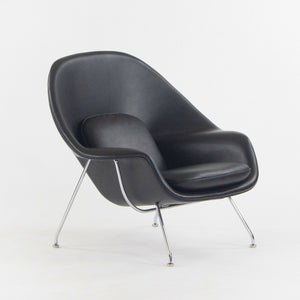 SOLD 1960s Eero Saarinen Knoll International Womb Chair and Ottoman New Black Leather