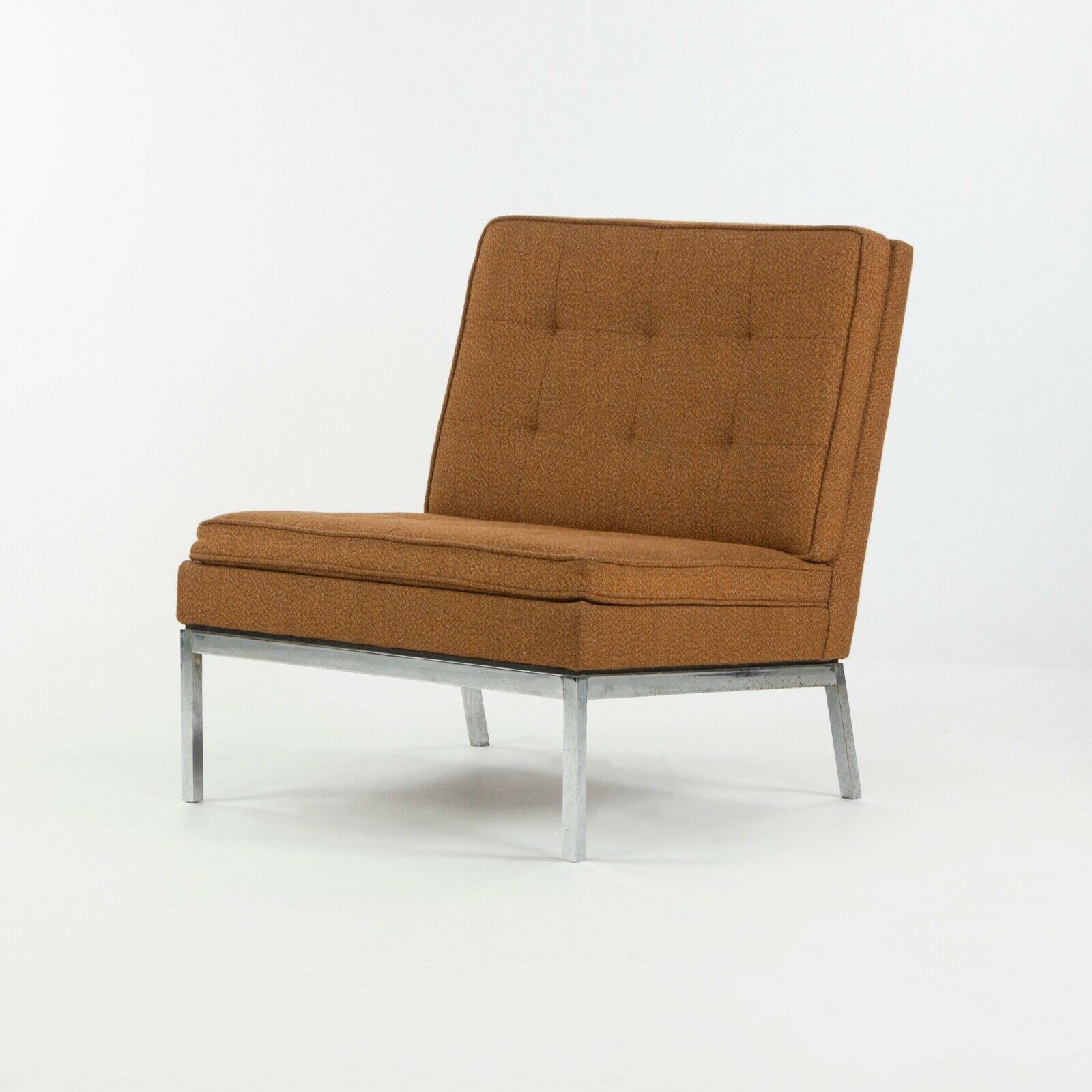 1973 Florence Knoll International Slipper Lounge Chair Brown/Burnt Orange Fabric