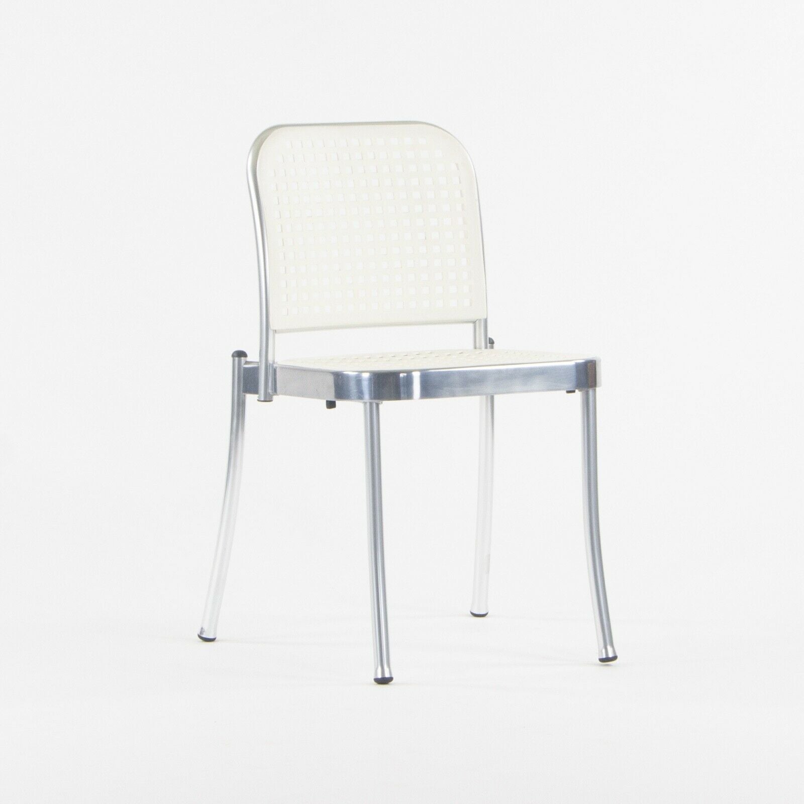 SOLD 2021 Pair of Vico Magistretti Silver Outdoor Chairs for DePadova w/ White Seats