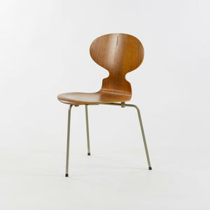 SOLD 1960s Pair of Arne Jacobson Fritz Hansen Ant Stacking Side Chairs Teak & Steel