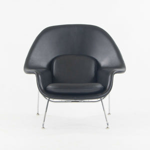 SOLD 1960s Eero Saarinen Knoll International Womb Chair and Ottoman New Black Leather