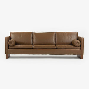 1960s Mies Van Der Rohe for Knoll International Brown Leather Three Seat Sofa