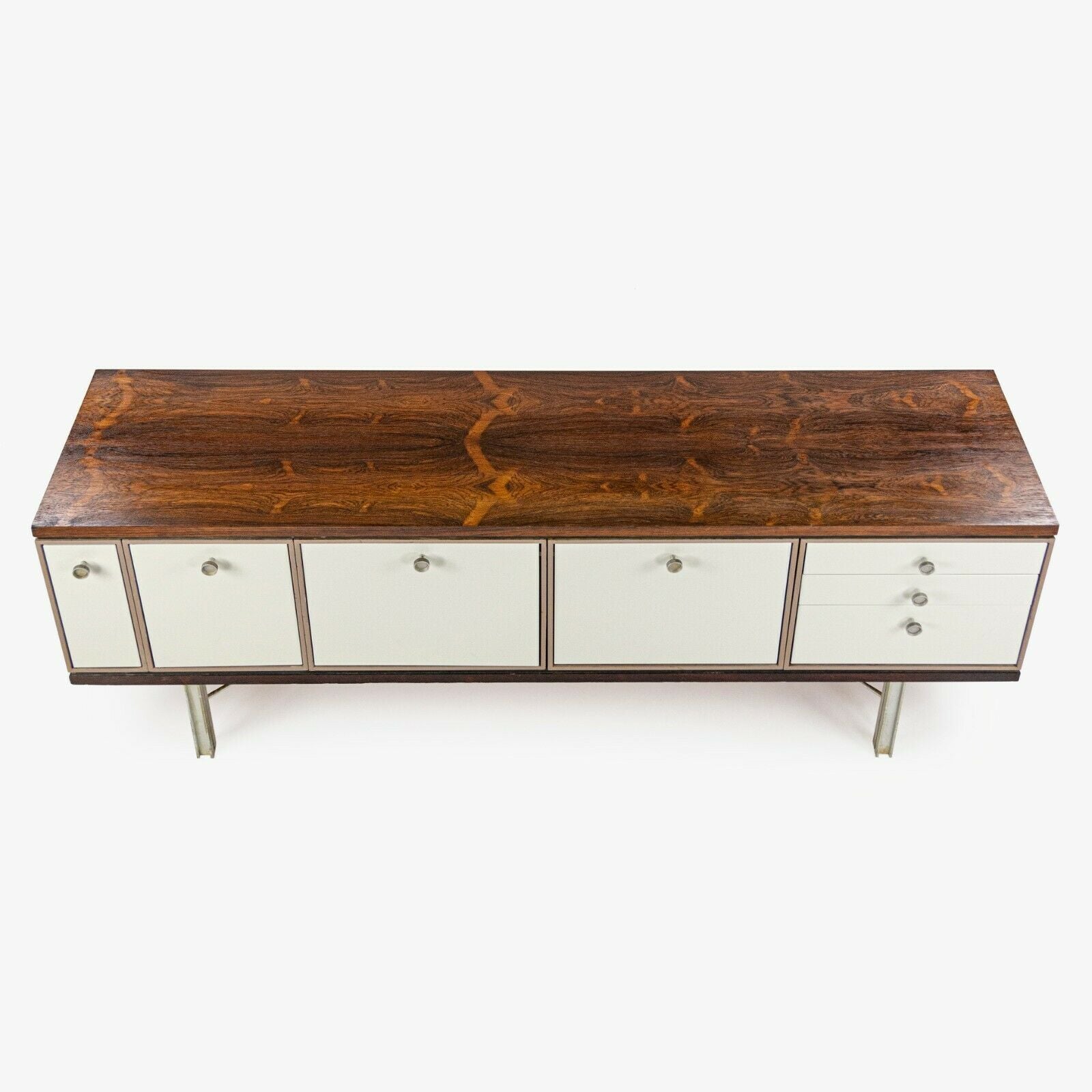 1960 Gerald Luss Rosewood & Metal Credenza Cabinet Once Attributed to Eames & IBM Pavilion