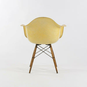 SOLD 1951 Herman Miller Eames Zenith DAW Lemon Yellow Arm Shell Chair w Dowel & Rope Edge