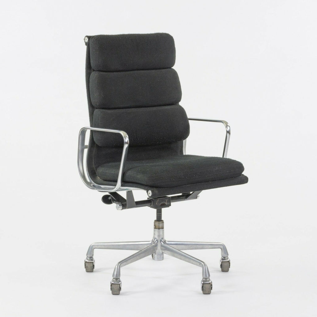 SOLD 1985 Black Fabric Eames Aluminum Group Soft Pad Executive High Back Desk Chair