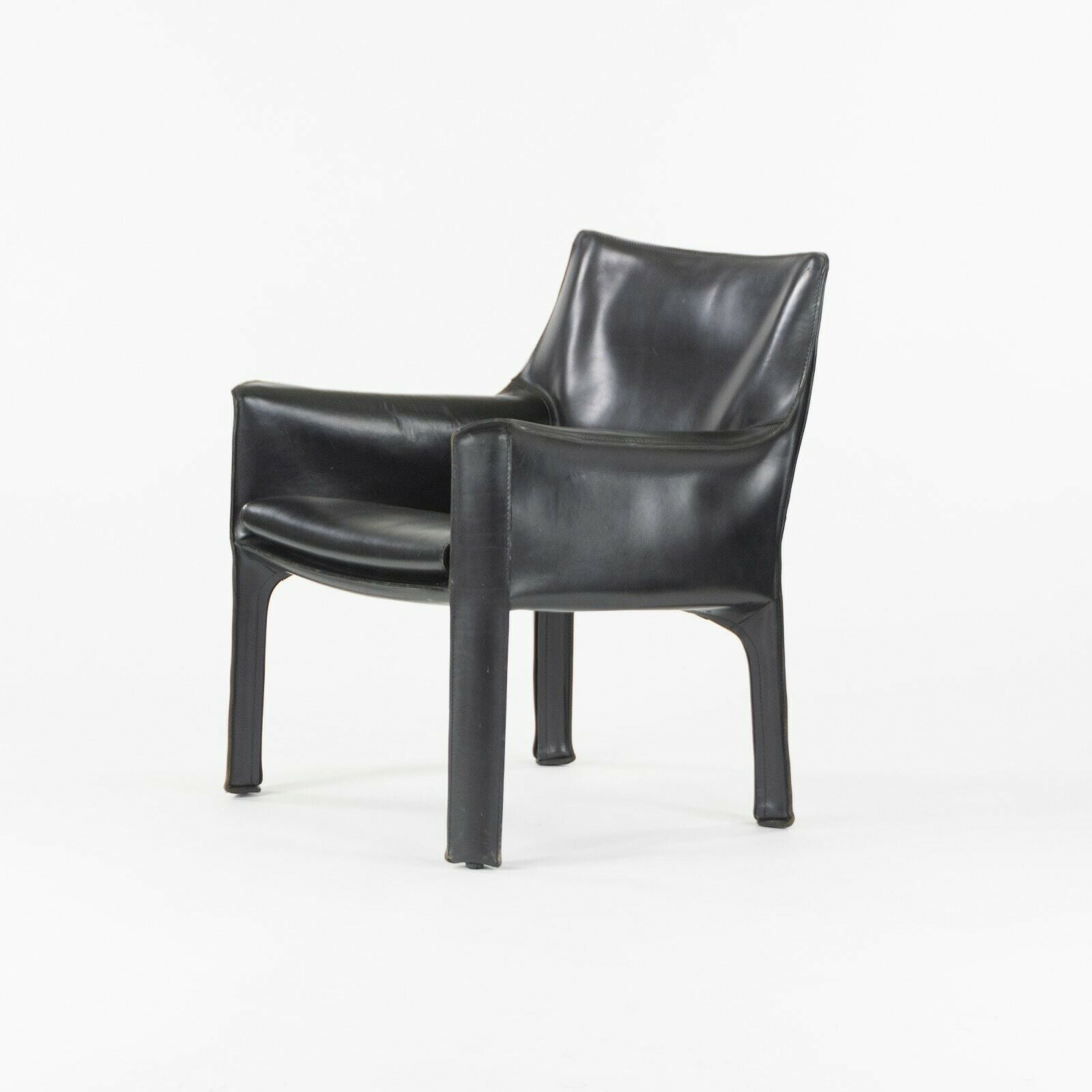 SOLD 2000s Pair of Mario Bellini Cab Lounge Chairs by Cassina of Italy in Black Leather