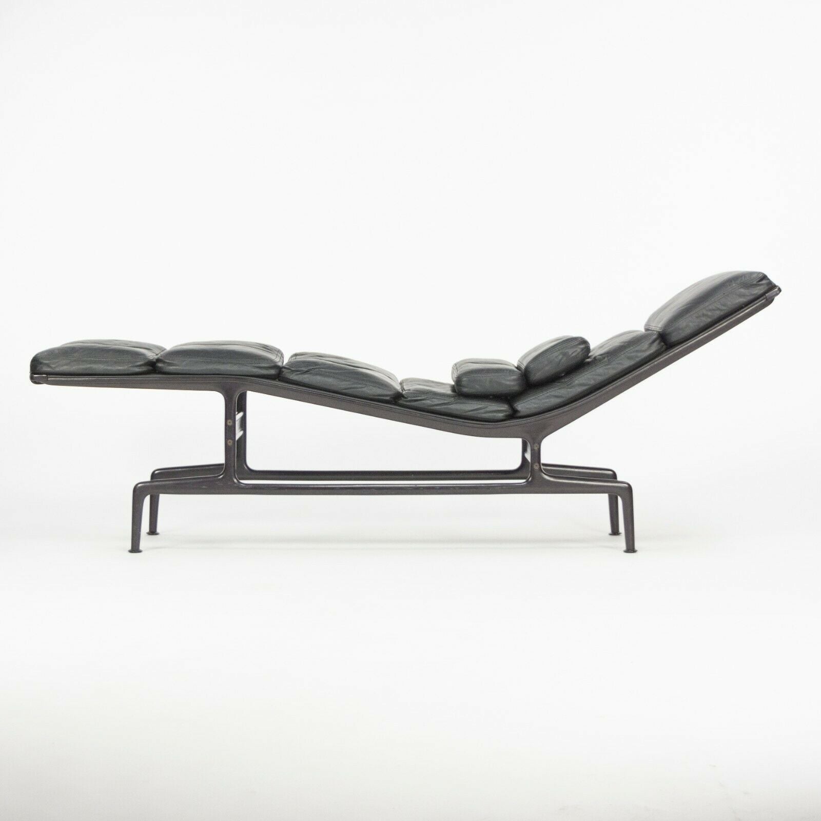 SOLD 1980s Eames Herman Miller Billy Wilder Black and Eggplant Chaise Lounge Chair