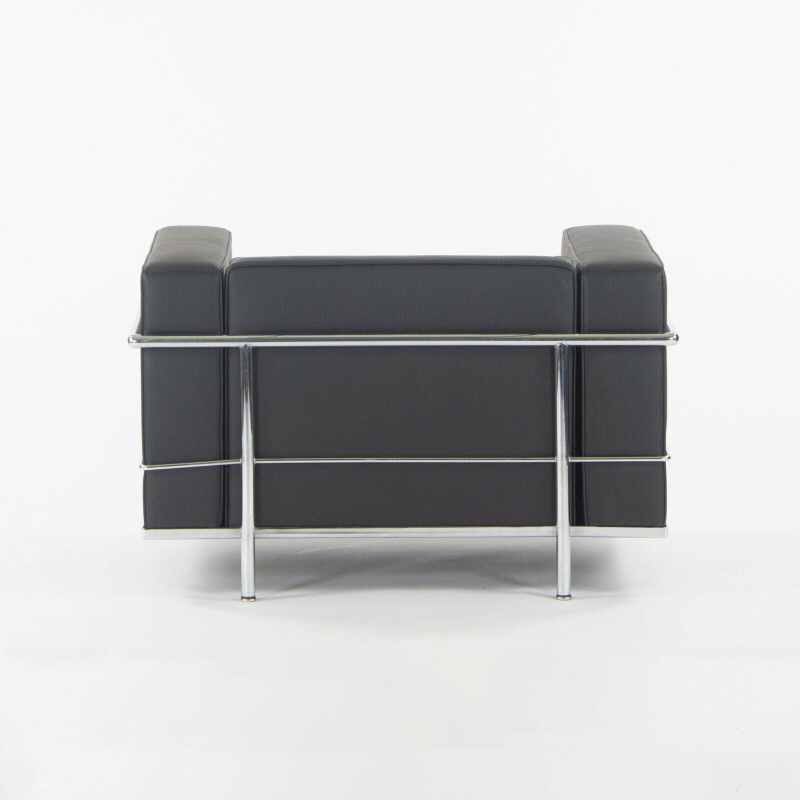 SOLD 1980s Pair of Cassina Le Corbusier LC3 Lounge Chairs with New Black Upholstery