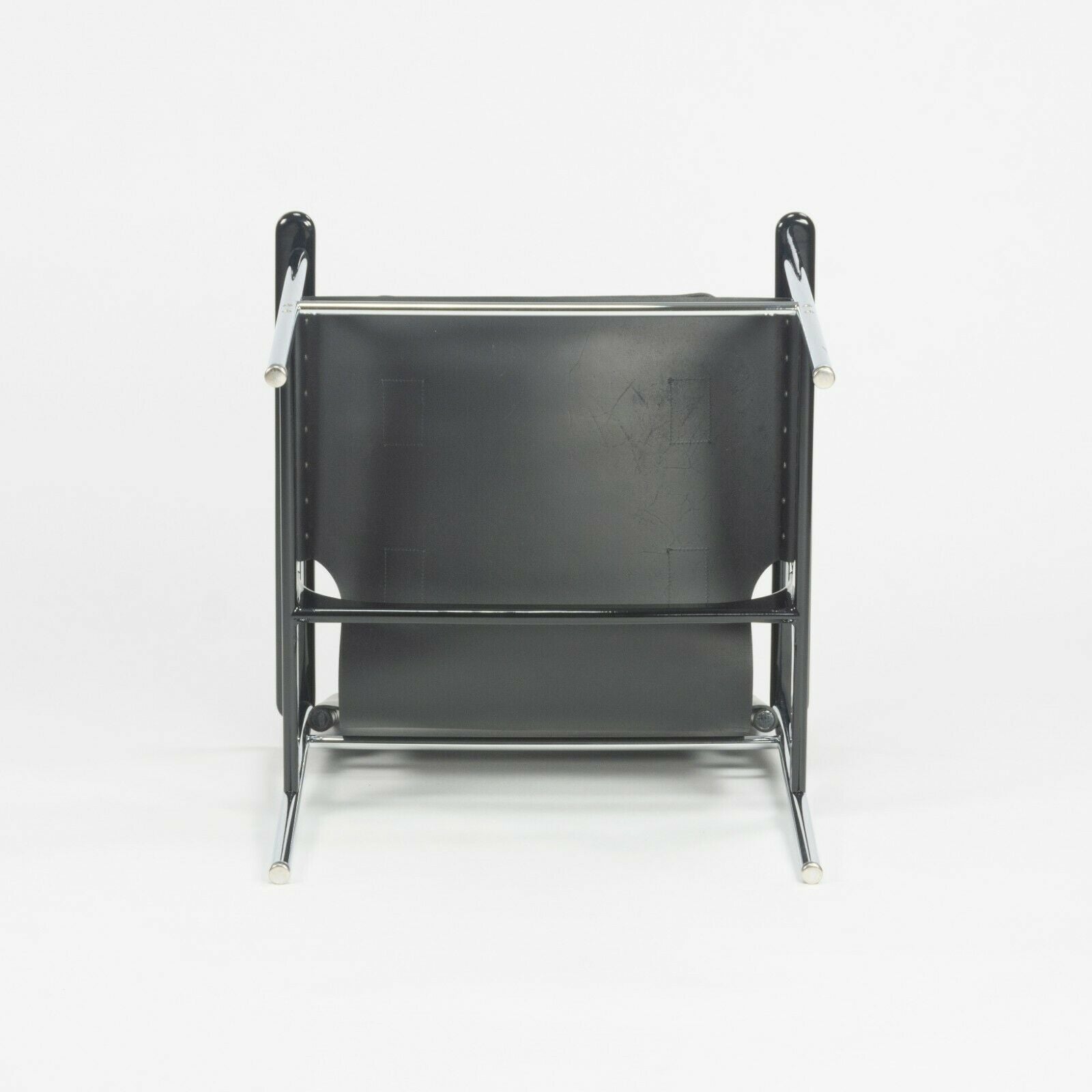 SOLD 2020 Charles Pollock for Knoll Sling Arm Chair in Black Leather and Chrome # 657