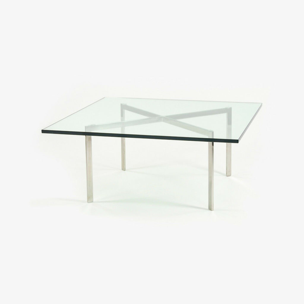 SOLD 1960s Knoll Mies Van Der Rohe Barcelona Coffee End Table Glass Stainless 40in Marked KP