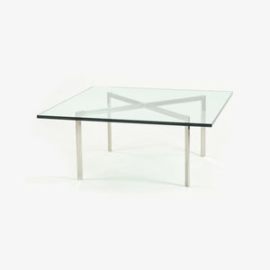 SOLD 1960s Knoll Mies Van Der Rohe Barcelona Coffee End Table Glass Stainless 40in Marked KP